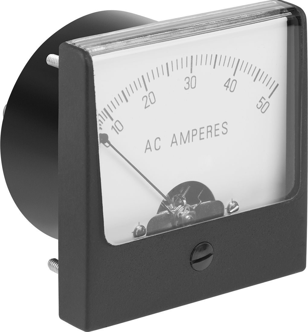 Analog Elektrik Paneli Ölçer, Akım Ölçer, Akrilik Pencere, 0-50 Amper AC, 3,25 inç Yükseklik