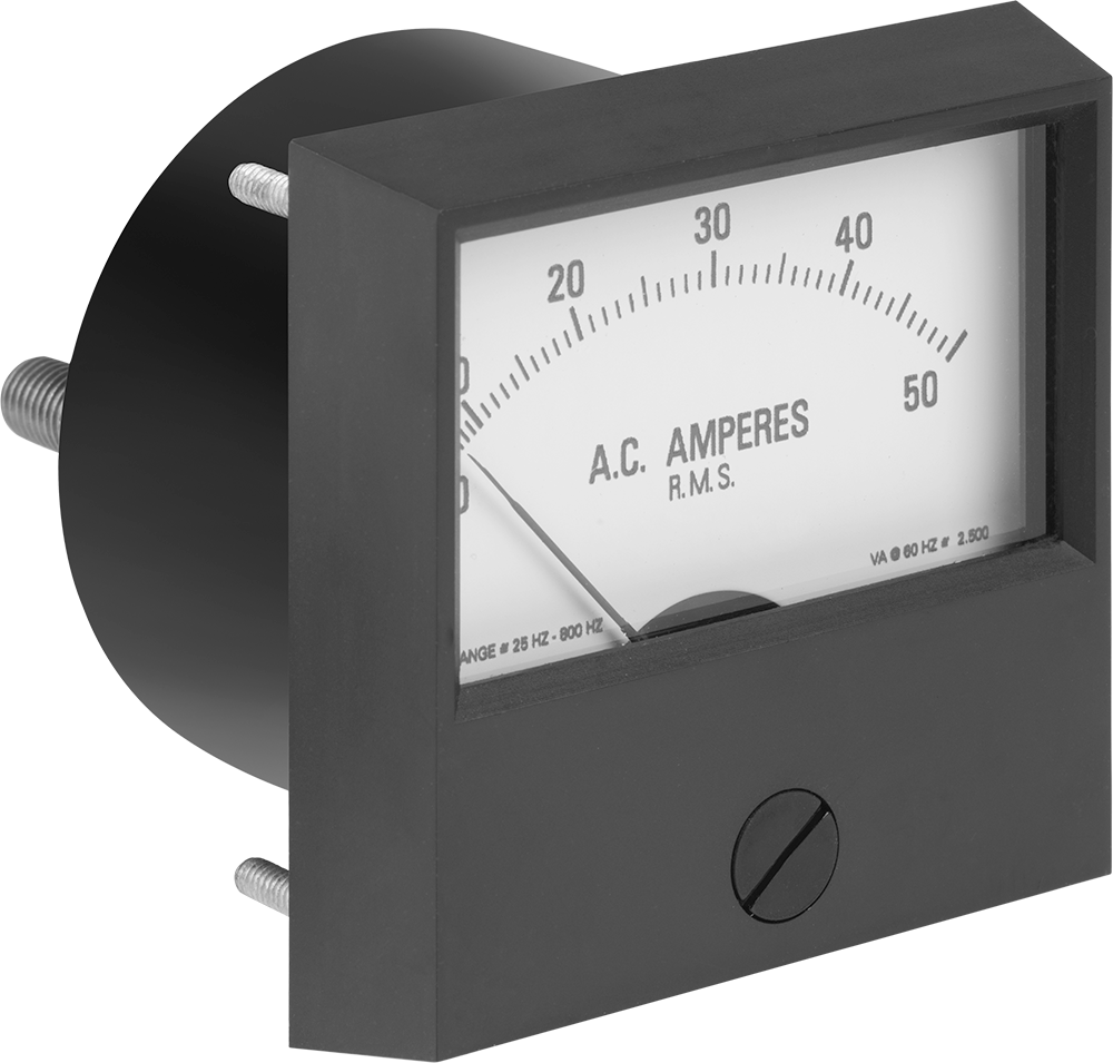 Analog Elektrik Paneli Ölçer, Akım Ölçer, Cam Pencere, 0-50 Amper AC, 3" Yükseklik