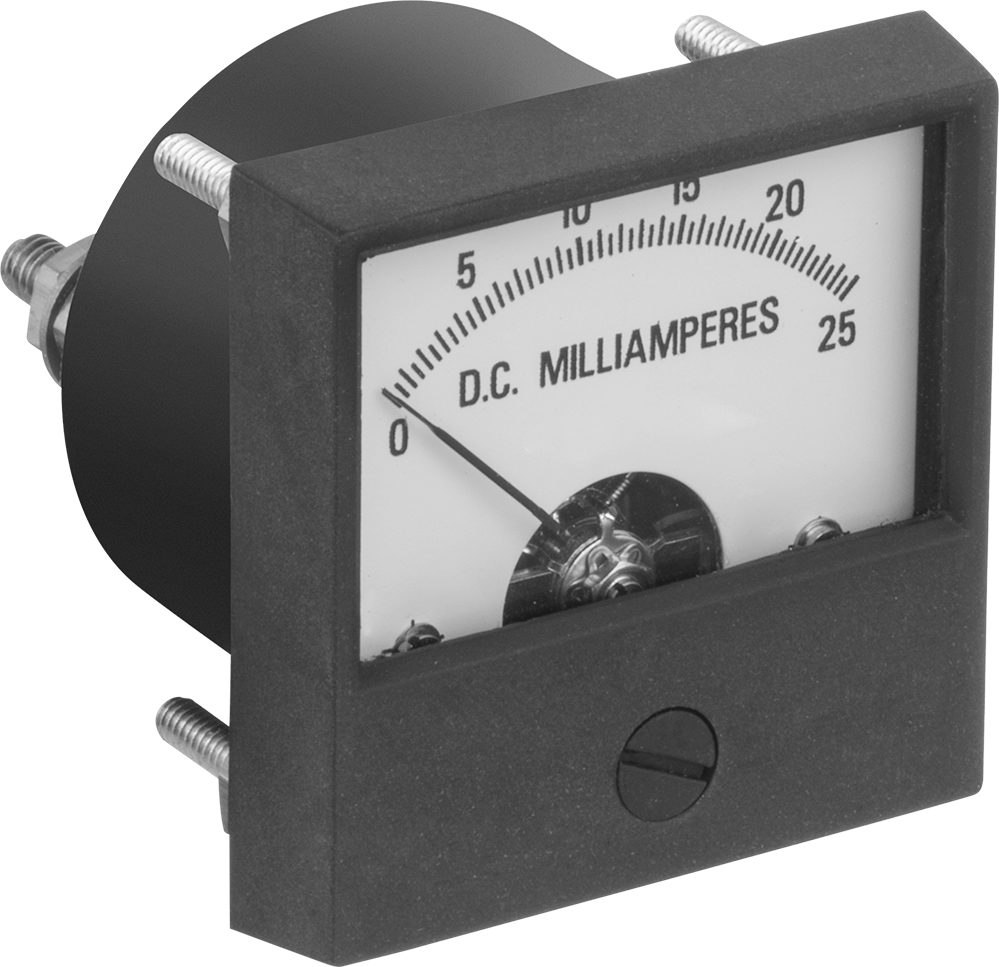 Analog Elektrik Paneli Ölçer, Akım Ölçer, Cam Pencere, 0-25 mA DC, 1,75 inç Yükseklik