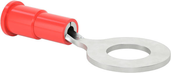 Kalay Kaplı Bakır Halka Terminalleri, Vinil Yalıtım, 22-18 AWG ve 1/4" Vida Boyutu için