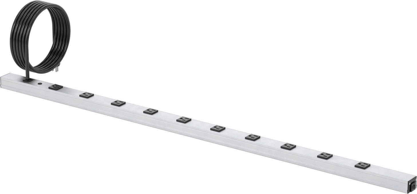 Dolap Üstü Priz Şeridi, Fişli NEMA 5-15 Priz, 10 Çıkış, 15 Fit Uzunluğunda Kablo