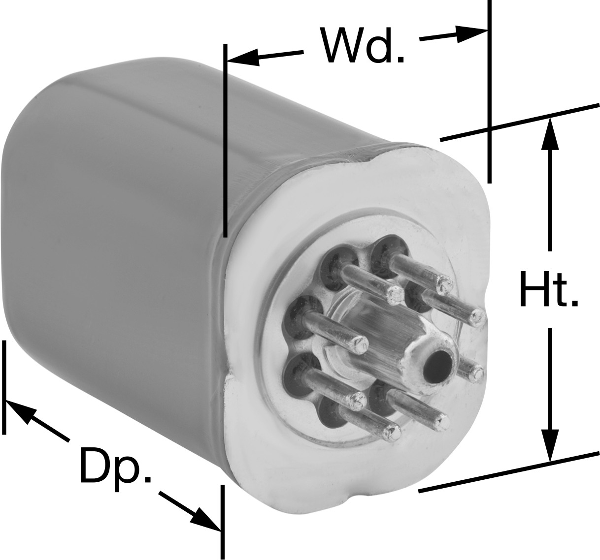 Tehlikeli Ortamlar için Dairesel Pimli Röle, DPDT, 8 Terminal, 120VAC Giriş, 12A @ 120V AC/24V DC