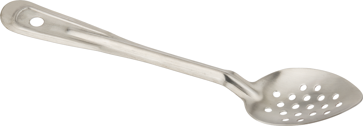 Delikli Yuvarlak Tabanlı Paslanmaz Çelik Kaşık, 11" Uzunluk