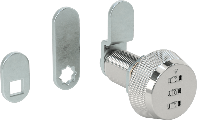 Sıfırlanabilir Şifreli Kam Kilidi, Krom Kaplı Çinko, 1-1/8" Maksimum Kalınlık için
