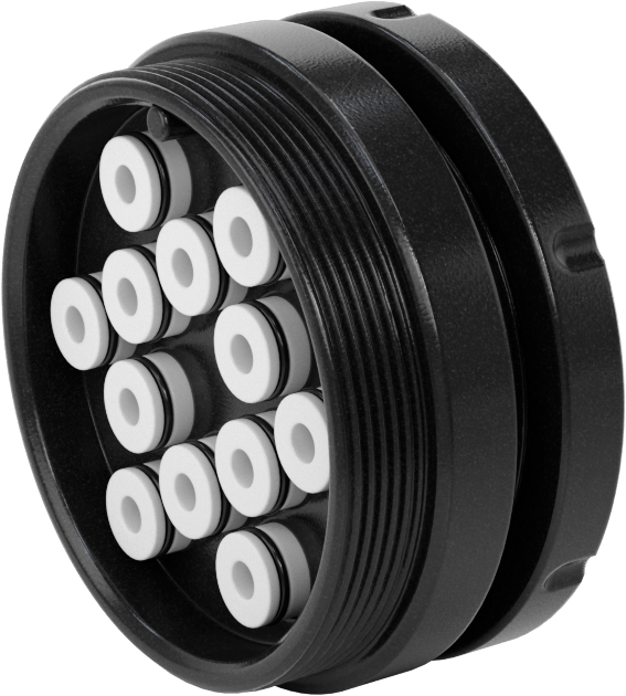Hava için Çok Hatlı Hızlı Bağlantı Kesme Tüp Bağlantısı, 4 mm Dış Çaplı Boru için Duvar Geçişli Plug, Döndürerek Kilitlemeli, 12 Bağlantı