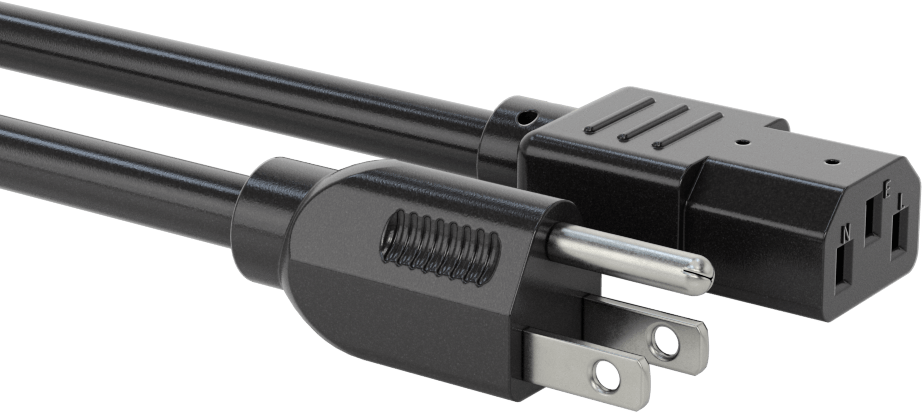 Elektronik Ekipman Güç Kablosu, NEMA 5-15 Fiş x IEC C13 Priz, 14 AWG, 3 Fit Uzunluk