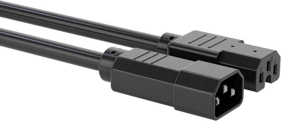 Elektronik Ekipman Güç Kablosu, IEC C14 Fiş x IEC C15 Priz, 14 AWG, 6 Fit Uzunluk