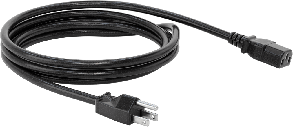 Elektronik Ekipman Güç Kablosu, NEMA 5-15 Fiş x IEC C13 Priz, 10A, 6-1/2 Fit Uzunluk
