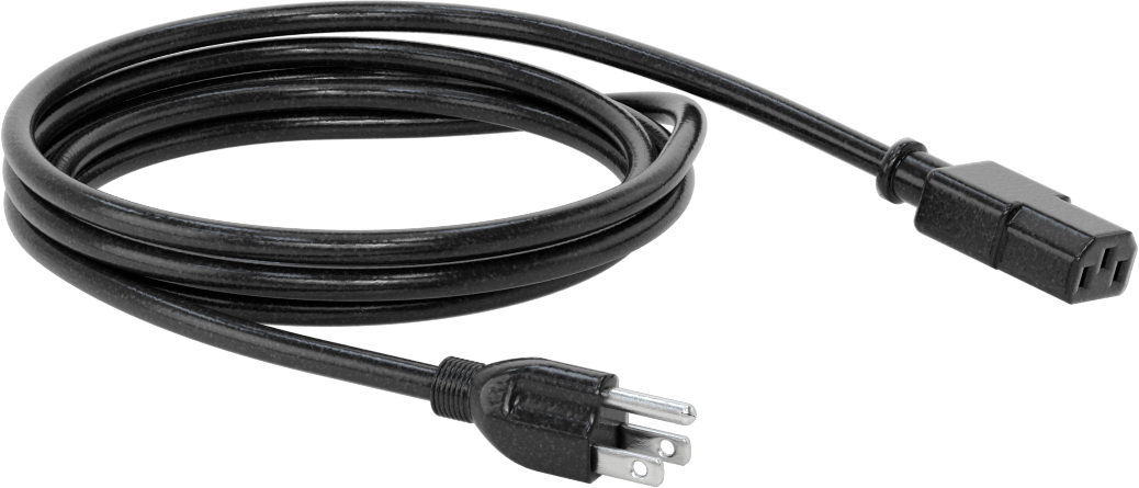 Elektronik Ekipman Güç Kablosu, NEMA 5-15 Fiş x IEC C13 Priz, 13A, 6-1/2 Fit Uzunluk