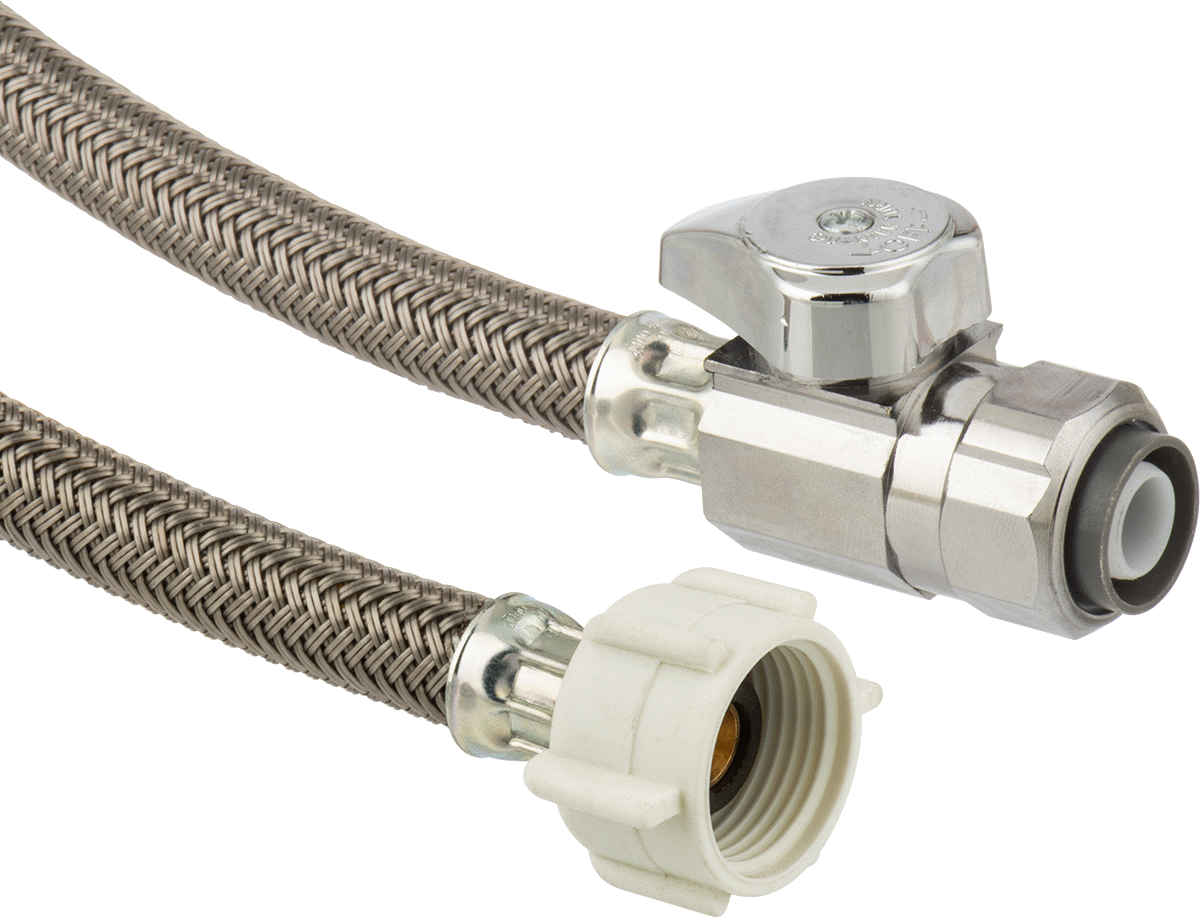 Sıhhi Tesisat Armatürleri için Bağlantı Parçalı Hortum, Tuvalet için, 7/8 Toplu Vana, 1/2" Push-Connect, 12" Uzunluk