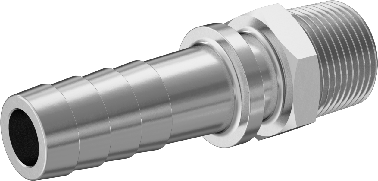 Buhar için Çivili Hortum Bağlantı Parçası, Düz Adaptör, 316 Paslanmaz Çelik, 3/4" Hortum x 3/4 BSPT Erkek