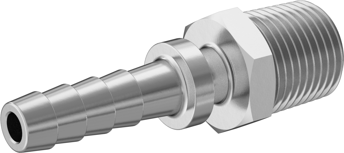 Buhar için Çivili Hortum Bağlantı Parçası, Düz Adaptör, 303/304 Paslanmaz Çelik, 3/8" Hortum x 1/2 BSPT