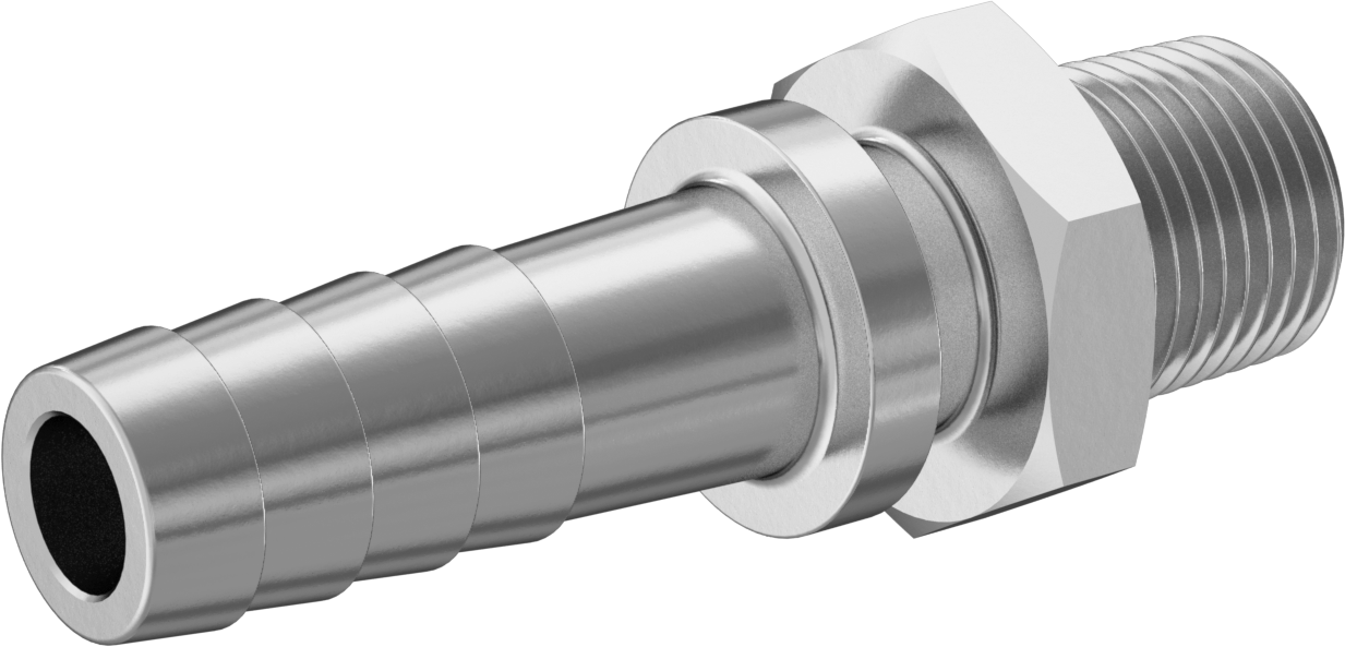 Buhar için Çivili Hortum Bağlantı Parçası, Düz Adaptör, 303/304 Paslanmaz Çelik, 5/8" Hortum x 1/2 BSPT