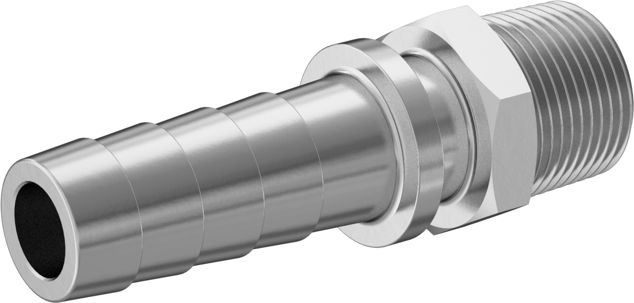 Buhar için Çivili Hortum Bağlantı Parçası, Düz Adaptör, 303/304 Paslanmaz Çelik, 3/4" Hortum x 3/4 BSPT