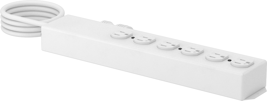 Sure-Grip Priz Şeridi, 6 Çıkış, 1-1/2" Çıkış Merkezden Merkeze Mesafesi, 1-1/2 Fit Uzunluğunda Kablo