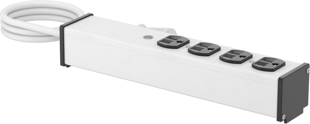 Sure-Grip Priz Şeridi, 4 Çıkış, 1-1/2" Çıkış Merkezden Merkeze Mesafesi, 6 Fit Uzunlukta Kablo