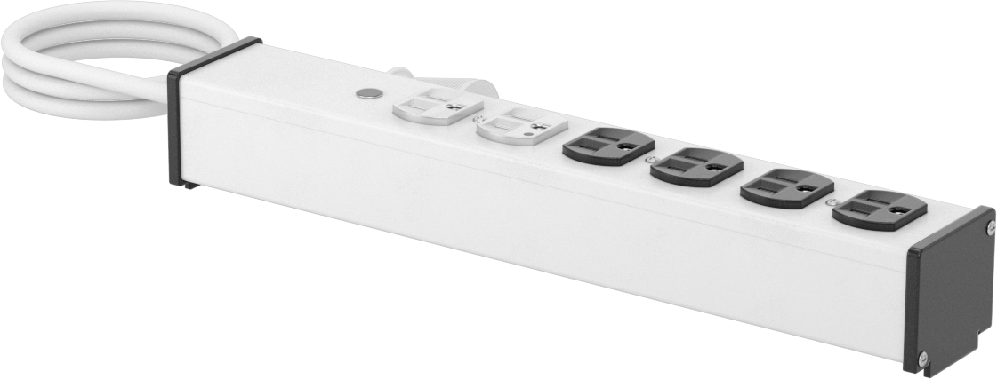Sure-Grip Priz Şeridi, 6 Çıkış, 1-1/2" Çıkış Merkezden Merkeze Mesafesi, 6 Fit Uzunlukta Kablo