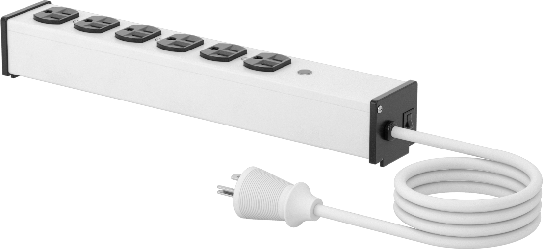 Sure-Grip Priz Şeridi, 6 Çıkış, 1-1/2" Çıkış Merkezden Merkeze Mesafesi, 15 Fit Uzunluğunda Kablo