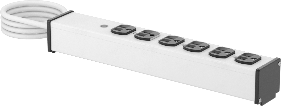 Sure-Grip Priz Şeridi, 6 Çıkış, 1-1/2" Çıkış Merkezden Merkeze Mesafesi, 15 Fit Uzunluğunda Kablo