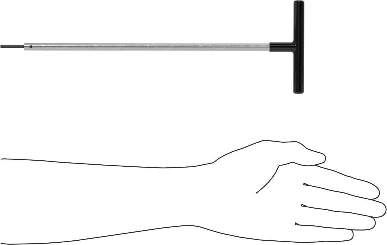 Uzun Uçlu T Saplı Altıgen Anahtar, 3 mm Tahrik Boyutu, 13" Toplam Uzunluk