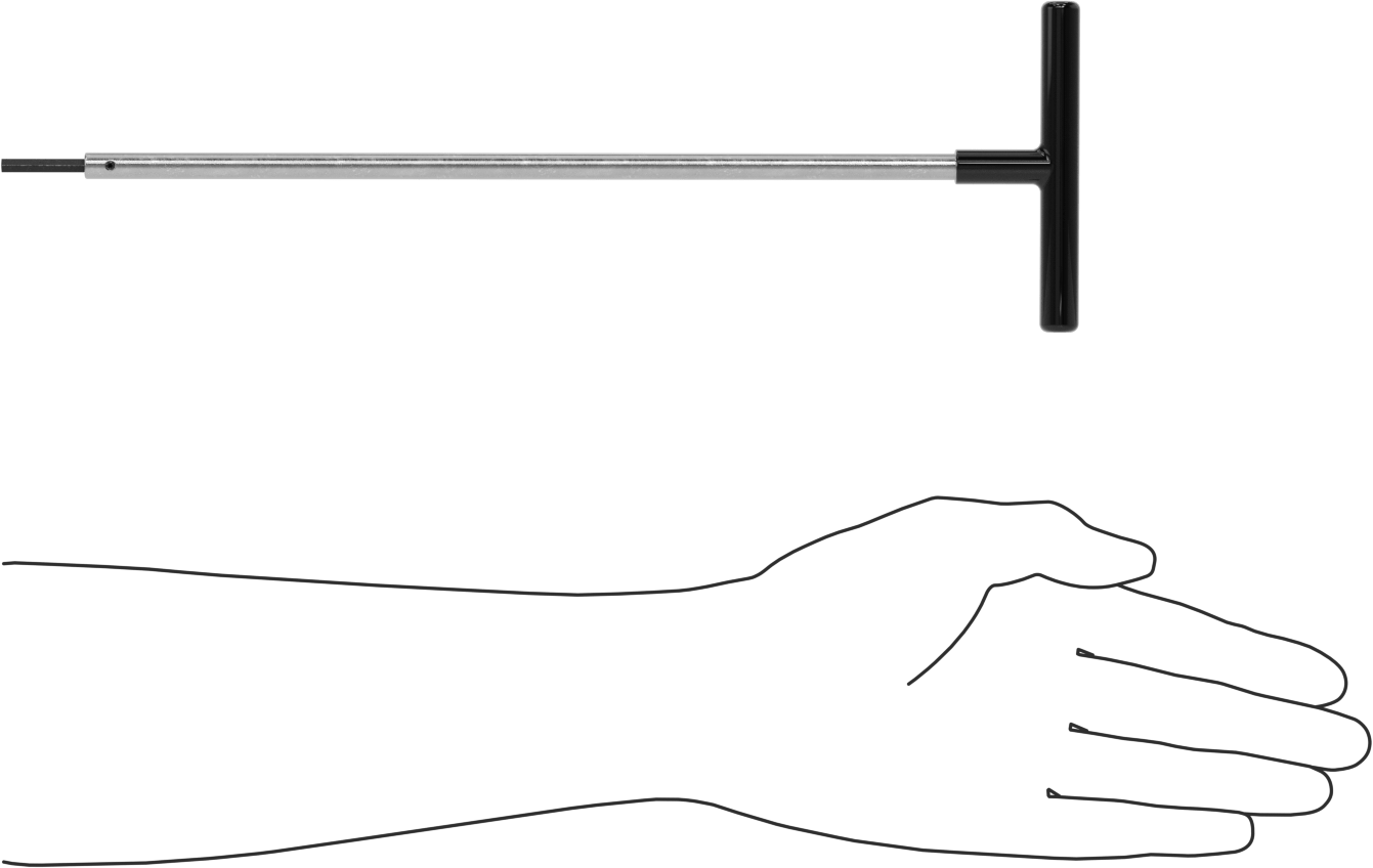Uzun Uçlu T Saplı Altıgen Anahtar, 4 mm Tahrik Boyutu, 13" Toplam Uzunluk