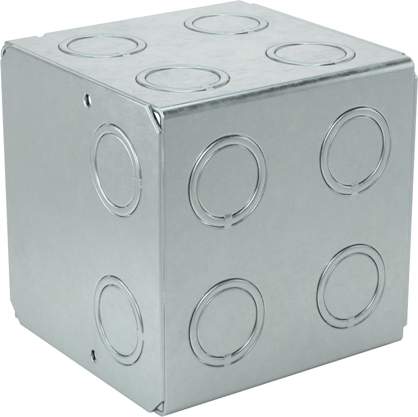 Çelik Priz Kutusu, 2 Cihaz için, 16 Delik, 3-3/4" x 3-3/4" x 3-1/2"