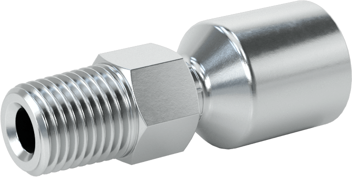 Hidrolik Sıvı için Sıkma Tipi Hortum Adaptörü, Parker 43 Serisi, 1/4" Hortum İç Çapı x 1/4 NPTF Erkek