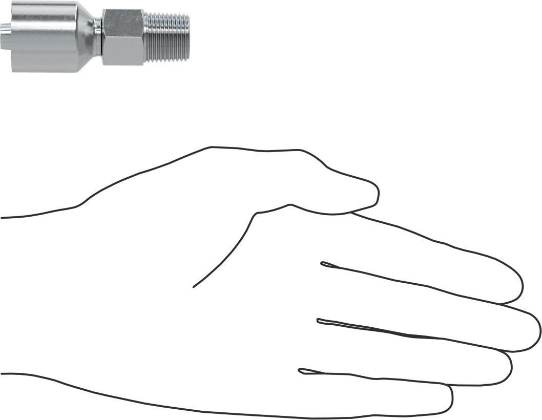 Hidrolik Sıvı için Sıkma Tipi Hortum Adaptörü, Parker 43 Serisi, 3/8" Hortum İç Çapı x 3/8 NPTF Erkek