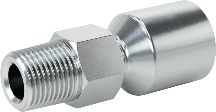 Hidrolik Sıvı için Sıkma Tipi Hortum Adaptörü, Parker 43 Serisi, 3/8" Hortum İç Çapı x 3/8 NPTF Erkek