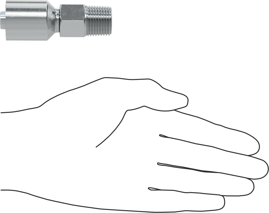 Hidrolik Sıvı için Sıkma Tipi Hortum Adaptörü, Parker 43 Serisi, 1/2" Hortum İç Çapı x 1/2 NPTF Erkek