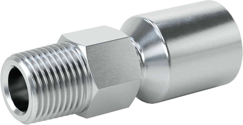 Hidrolik Sıvı için Sıkma Tipi Hortum Adaptörü, Parker 43 Serisi, 1/2" Hortum İç Çapı x 1/2 NPTF Erkek