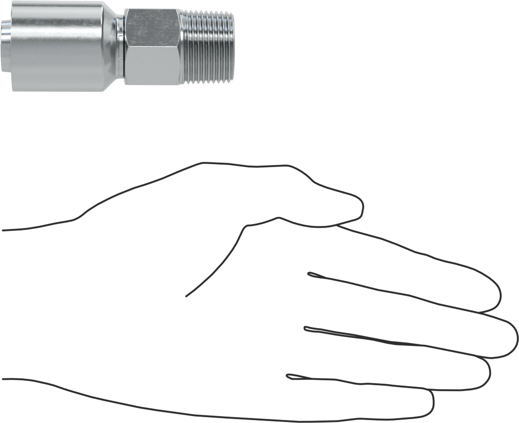 Hidrolik Sıvı için Sıkma Tipi Hortum Adaptörü, Parker 43 Serisi, 3/4" Hortum İç Çapı x 3/4 NPTF Erkek için