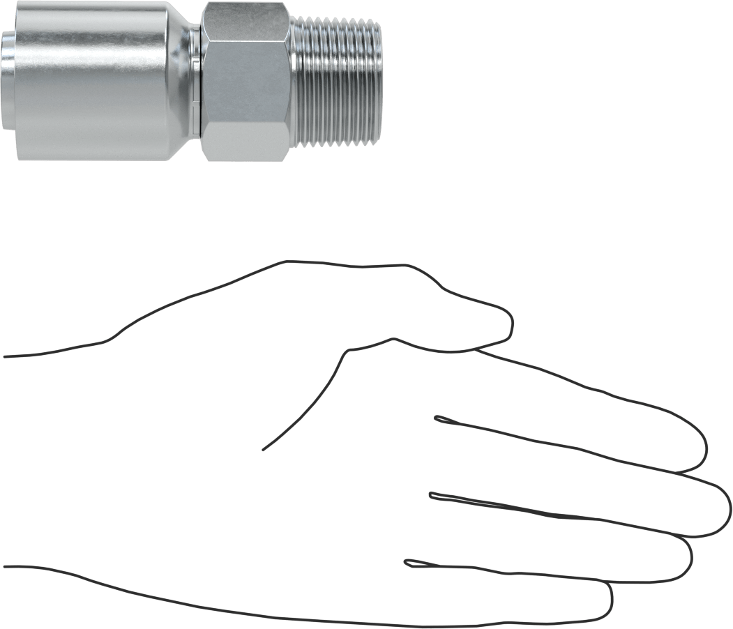Hidrolik Sıvı için Sıkma Tipi Hortum Adaptörü, Parker 43 Serisi, 1" Hortum İç Çapı x 1 NPTF Erkek için