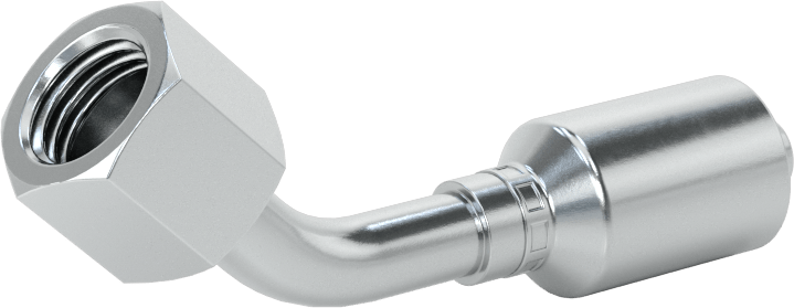 Hidrolik Sıvı için Sıkma Tipi Hortum Adaptörü, 45 Derece, Parker 43 Serisi, 1/4“ Hortum İç Çapı x 7/16”-20 Dişi