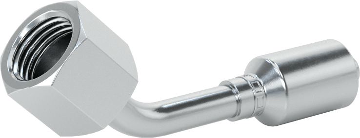 Hidrolik Sıvı için Sıkma Tipi Hortum Adaptörü, 45 Derece, Parker 43 Serisi, 1/4“ Hortum İç Çapı x 9/16”-18 Dişi