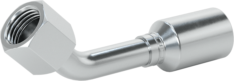 Hidrolik Sıvı için Sıkma Tipi Hortum Adaptörü, 45 Derece, Parker 43 Serisi, 3/8“ Hortum İç Çapı x 9/16”-18 Dişi