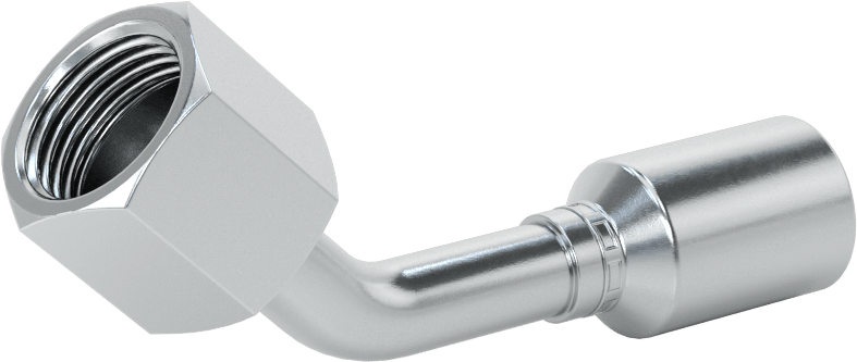 Hidrolik Sıvı için Sıkma Tipi Hortum Adaptörü, 45 Derece, Parker 43 Serisi, 3/8“ Hortum İç Çapı x 3/4”-16 Dişi