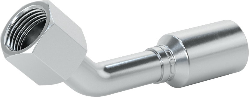Hidrolik Sıvı için Sıkma Tipi Hortum Adaptörü, 45 Derece, Parker 43 Serisi, 1/2“ Hortum İç Çapı x 3/4”-16 Dişi