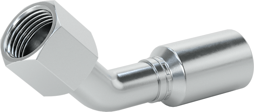 Hidrolik Sıvı için Sıkma Tipi Hortum Adaptörü, 45 Derece, Parker 43 Serisi, 5/8“ Hortum İç Çapı x 7/8”-14 Dişi