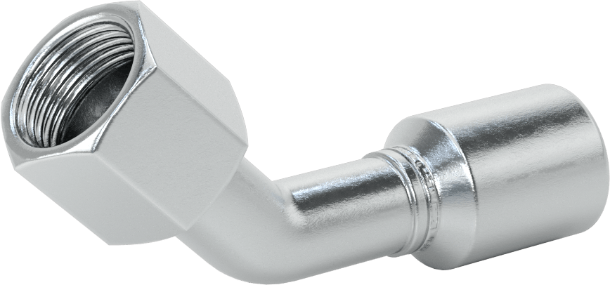 Hidrolik Sıvı için Sıkma Tipi Hortum Adaptörü, 45 Derece, Parker 43 Serisi, 3/4" Hortum İç Çapı, 1-1/16"-12 Dişi