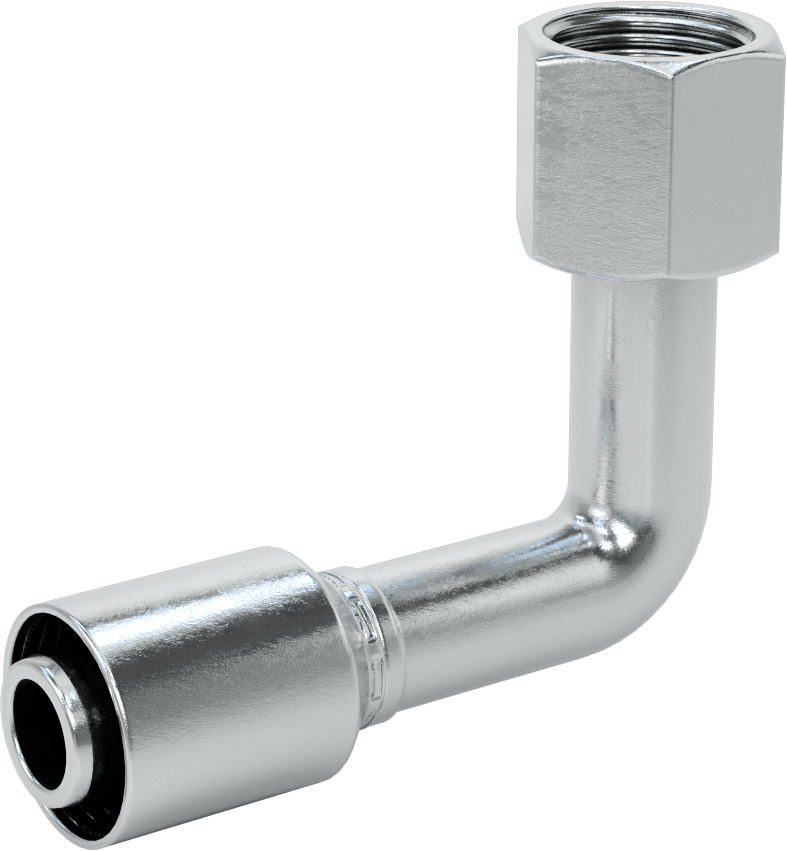 Hidrolik Sıvı için Sıkma Tipi Hortum Adaptörü, 90 Derece, Parker 43 Serisi, 3/4" Hortum İç Çapı, 1-1/16"-12 Dişi