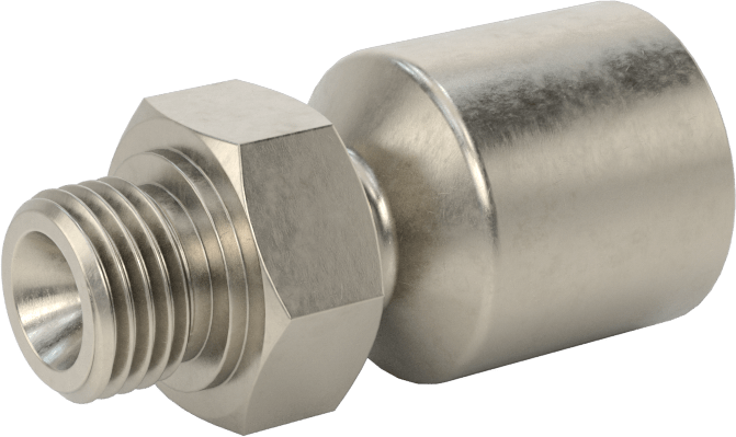 Hidrolik Sıvı için Sıkma Tipi Hortum Adaptörü, Parker 43 Serisi, 1/4" Hortum İç Çap x 1/4 BSPP Erkek