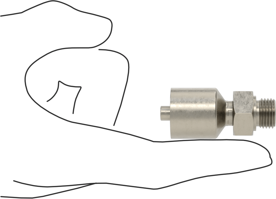 Hidrolik Sıvı için Sıkma Tipi Hortum Adaptörü, Parker 43 Serisi, 1/4" Hortum İç Çap x 1/4 BSPP Erkek