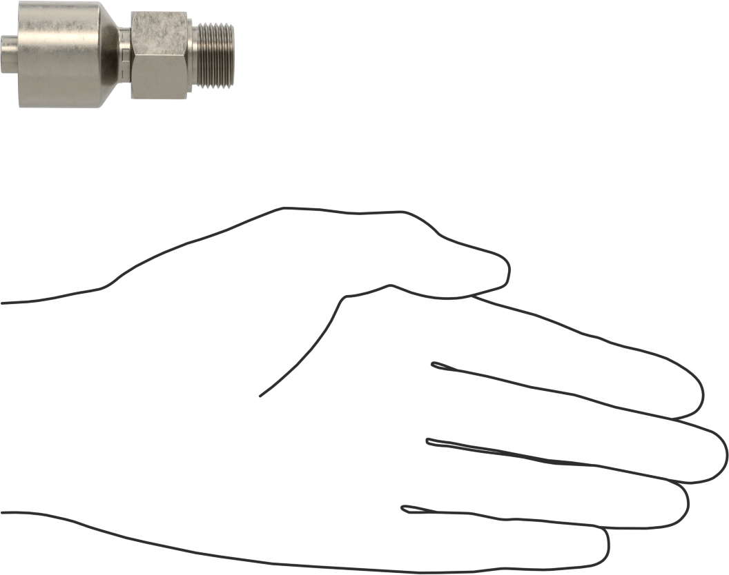 Hidrolik Sıvı için Sıkma Tipi Hortum Adaptörü, Parker 43 Serisi, 3/8" Hortum İç Çapı x 3/8 BSPP Erkek için