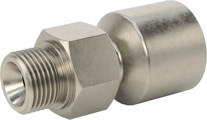 Hidrolik Sıvı için Sıkma Tipi Hortum Adaptörü, Parker 43 Serisi, 3/8" Hortum İç Çapı x 3/8 BSPP Erkek için