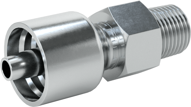 Hidrolik Sıvı için Sıkma Tipi Hortum Adaptörü, Parker 56 Serisi, 1/8" Hortum İç Çapı x 1/8 NPTF Erkek için