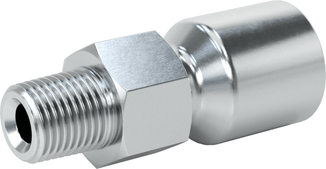 Hidrolik Sıvı için Sıkma Tipi Hortum Adaptörü, Parker 56 Serisi, 3/16" Hortum İç Çapı x 1/8 NPTF Erkek için