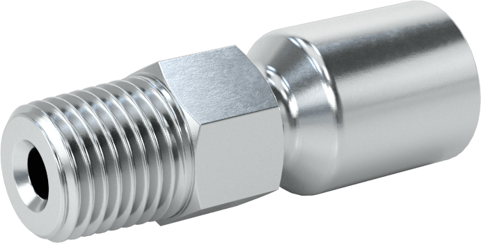 Hidrolik Sıvı için Sıkma Tipi Hortum Adaptörü, Parker 56 Serisi, 3/16" Hortum İç Çapı x 1/4 NPTF Erkek için