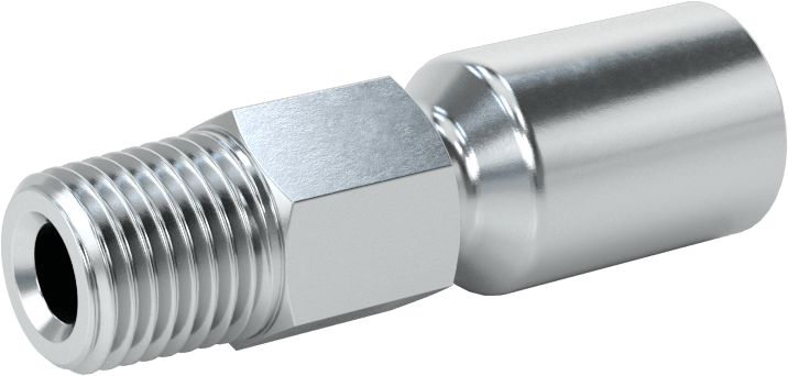 Hidrolik Sıvı için Sıkma Tipi Hortum Adaptörü, Parker 56 Serisi, 1/4" Hortum İç Çapı x 1/4 NPTF Erkek