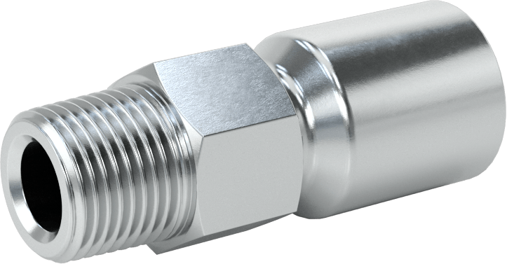 Hidrolik Sıvı için Sıkma Tipi Hortum Adaptörü, Parker 56 Serisi, 3/8" Hortum İç Çapı x 3/8 NPTF Erkek